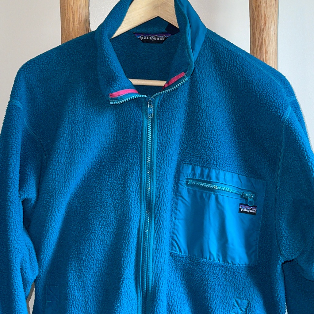 Rare Vintage 1990s Patagonia Teal Zip Up Fleece Jacket